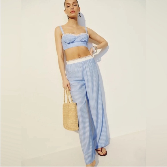 Reformation Pants - NWT • Pippa 2 piece set in sky blue stripe - size 6